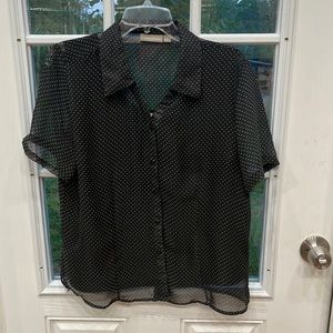 two-piece croft & barrow  black polka dot  shirt set size large